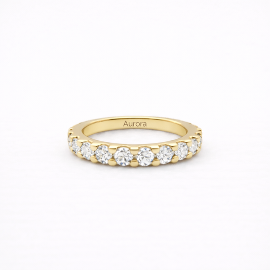Aurora Signature Eternity Ring – 3 mm Moissanite | 14K Yellow Gold