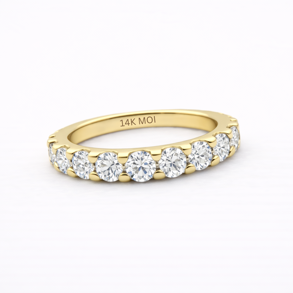 Aurora Signature Eternity Ring – 3 mm Moissanite | 14K Yellow Gold