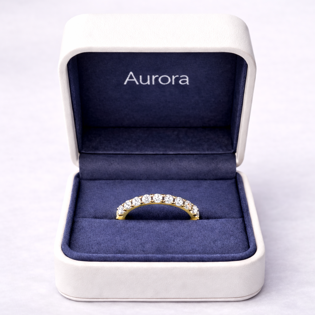 Aurora Signature Eternity Ring – 3 mm Moissanite | 14K Yellow Gold