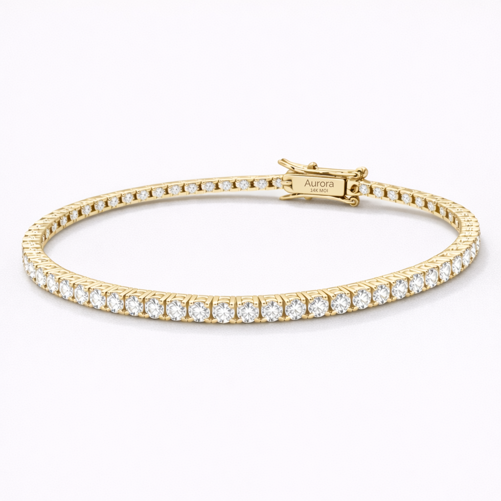 Aurora Signature Tennis Bracelet – 3 mm Moissanite | 14K Yellow Gold
