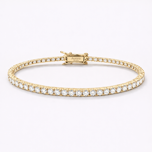 Aurora Signature Tennis Bracelet – 3 mm Moissanite | 14K Yellow Gold