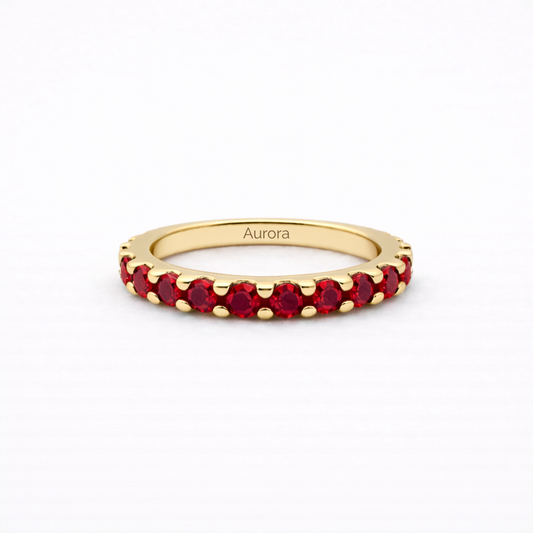 Aurora Signature Eternity Ring – 3 mm Ruby | 14K Yellow Gold