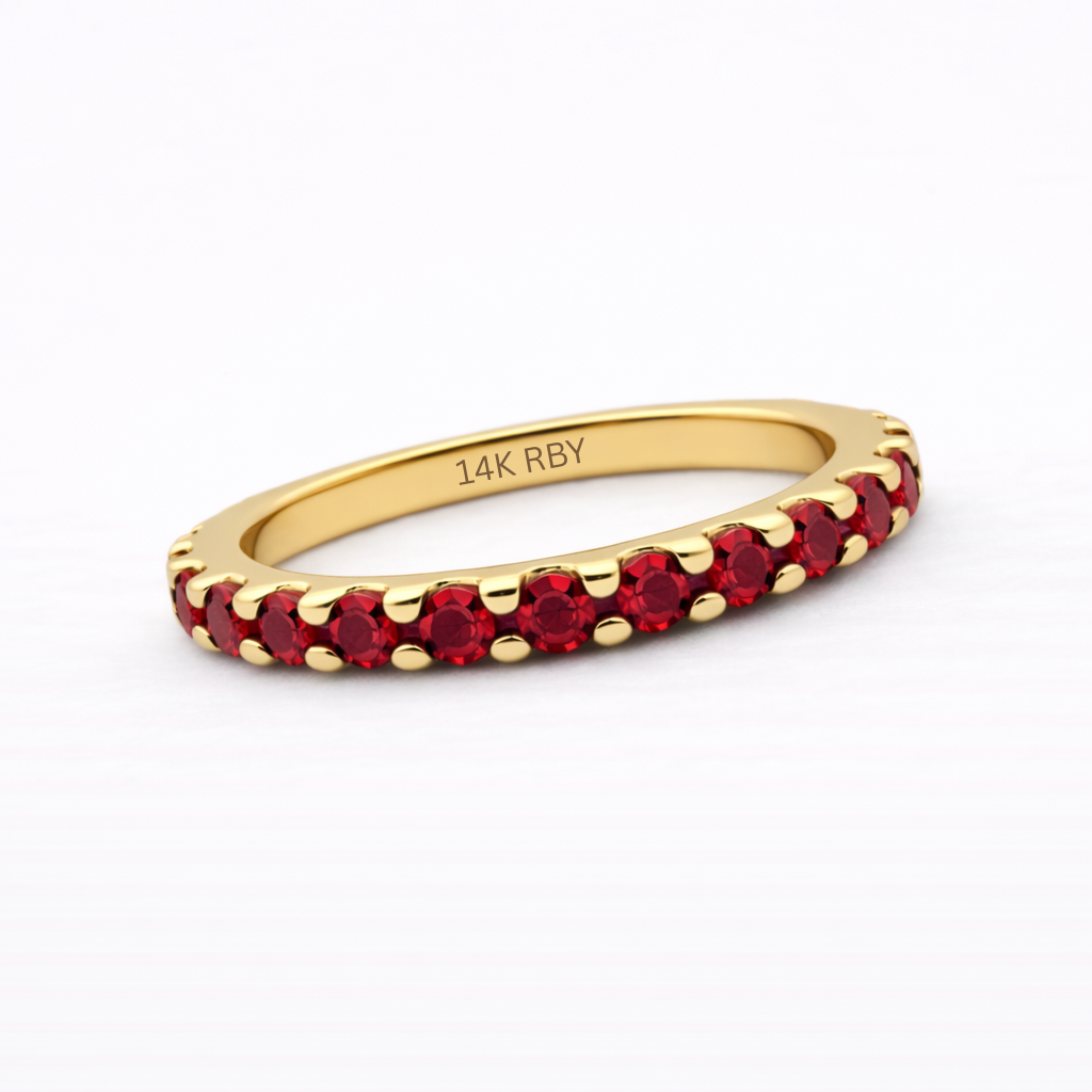 Aurora Signature Eternity Ring – 3 mm Ruby | 14K Yellow Gold
