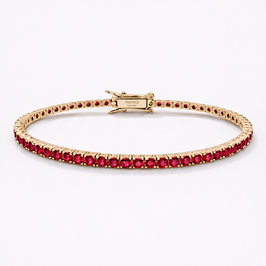 Aurora Signature Tennis Bracelet – 3 mm Ruby | 14K Yellow Gold