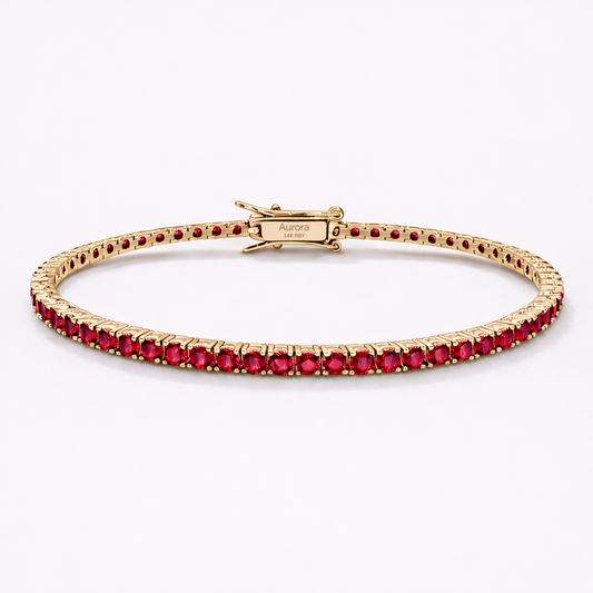 Aurora Signature Tennis Bracelet – 3 mm Ruby | 14K Yellow Gold