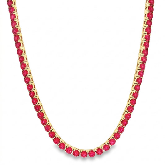 Aurora Everyday Tennis Chain – 3mm Ruby | 14K Yellow Gold