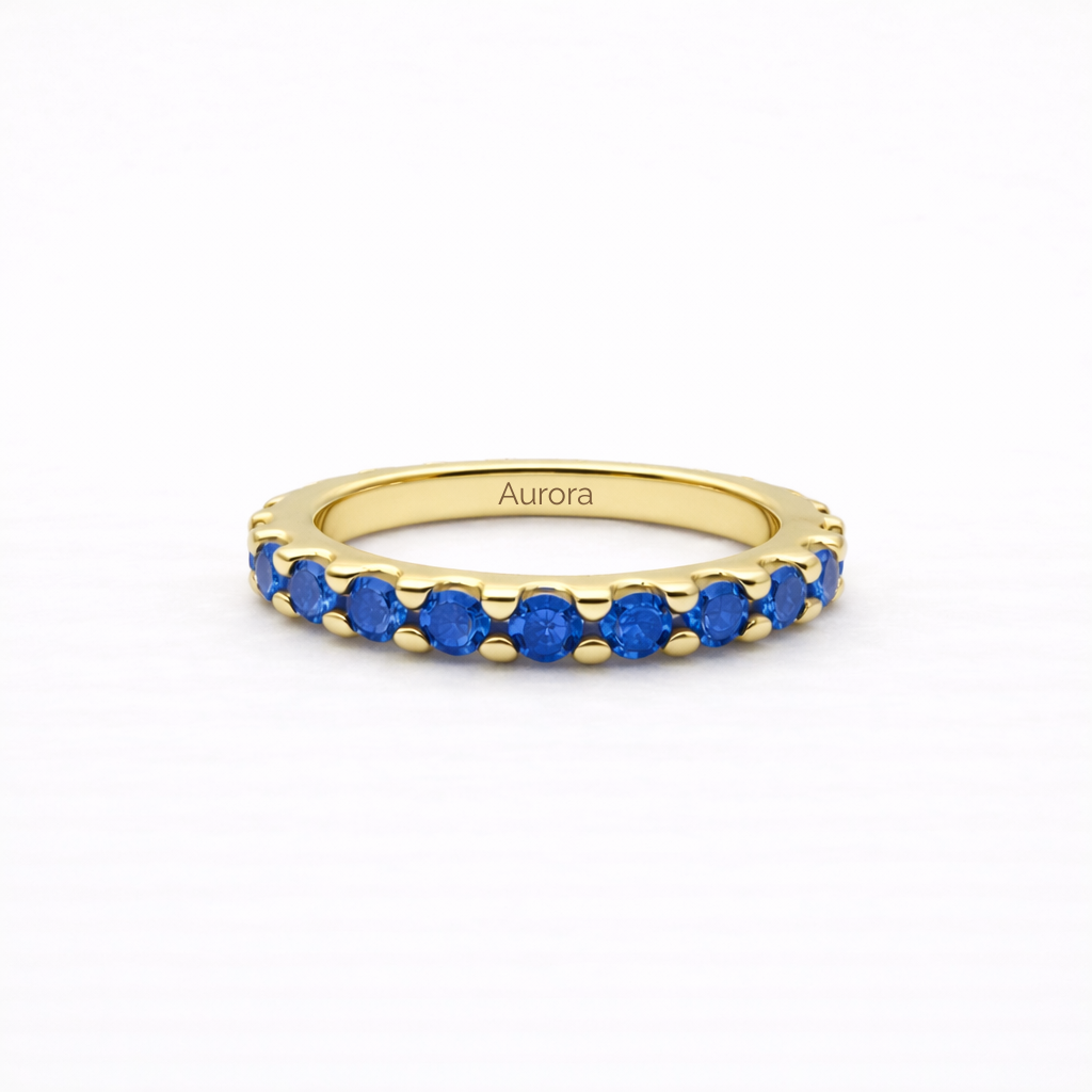 Aurora Signature Eternity Ring – 3 mm Sapphire | 14K Yellow Gold