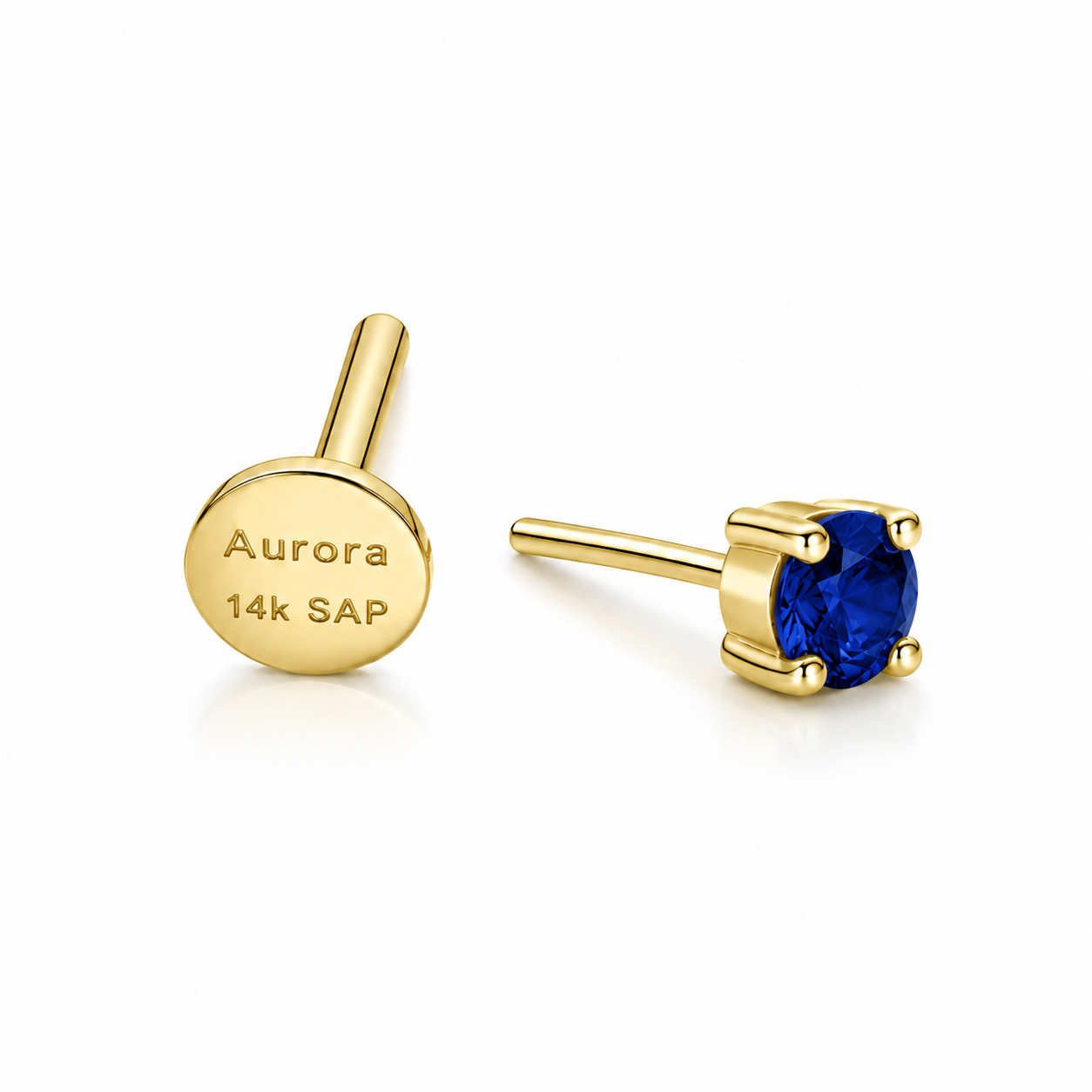 Pendientes de botón Aurora Fine Solitario Moissanita – 5 mm | Oro amarillo de 14K