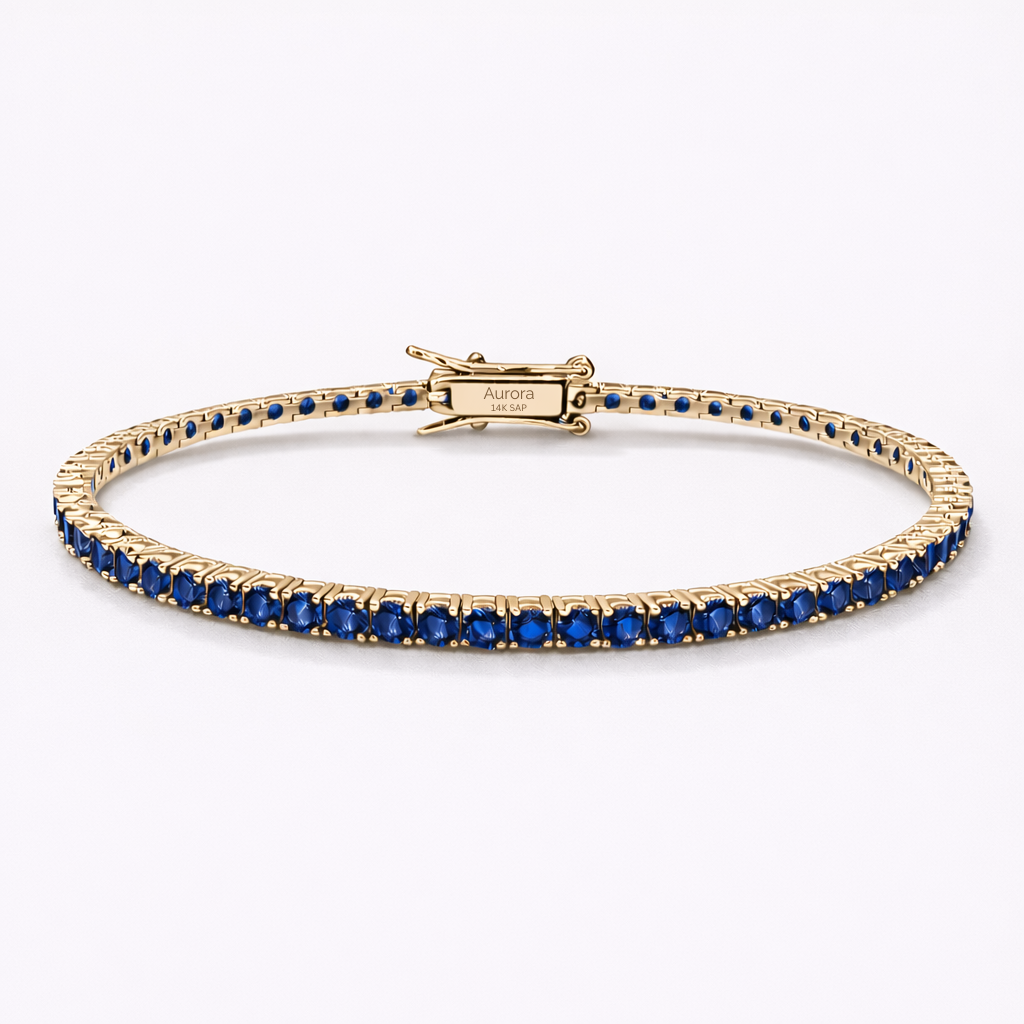 Aurora Signature Tennis Bracelet – 3 mm Sapphire | 14K Yellow Gold