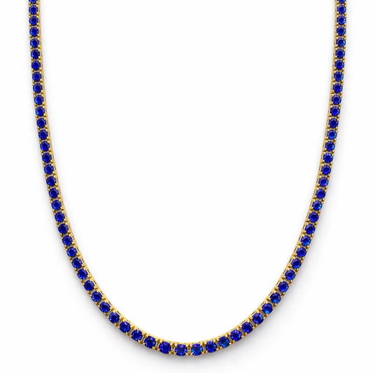 Aurora Signature Tennis Chain – 3 mm Sapphire | 14K Yellow Gold