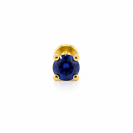 Aurora Minimalist Sapphire Threaded Stud – 3 mm | 14K Yellow Gold