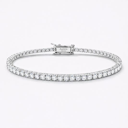 Aurora Signature Tennis Bracelet – 3 mm Diamond | 925 Sterling Silver