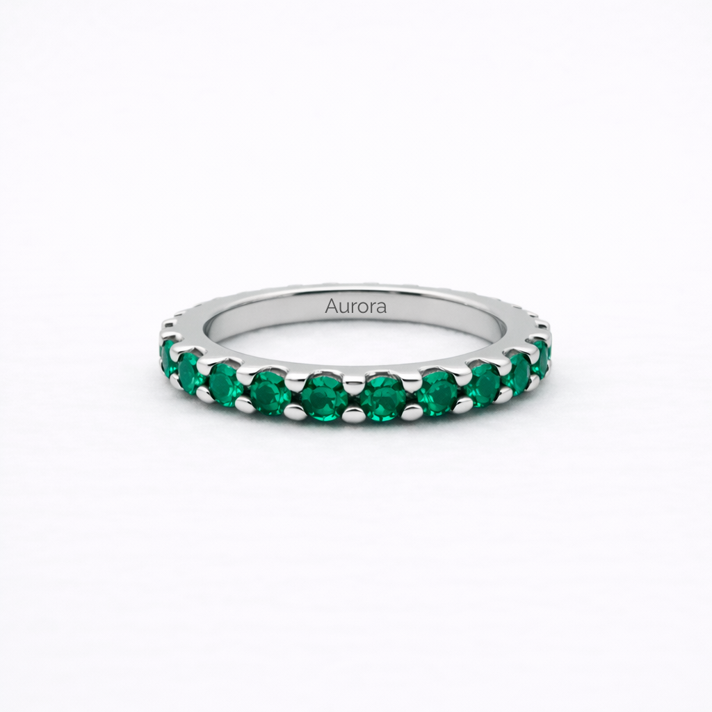 Aurora Signature Eternity Ring – 3 mm Emerald | 925 Sterling Silver