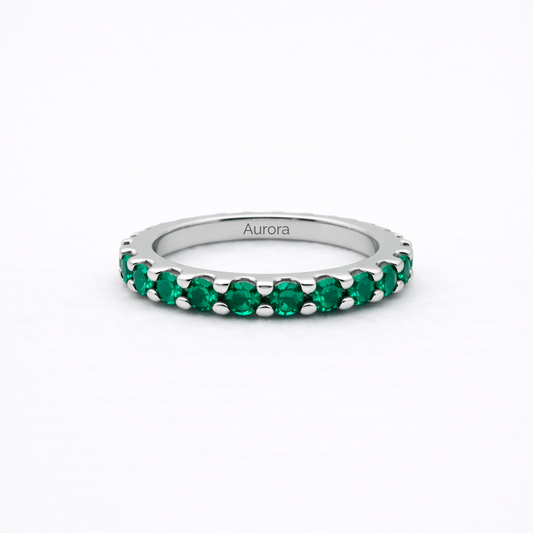 Aurora Signature Eternity Ring – 3 mm Emerald | 925 Sterling Silver