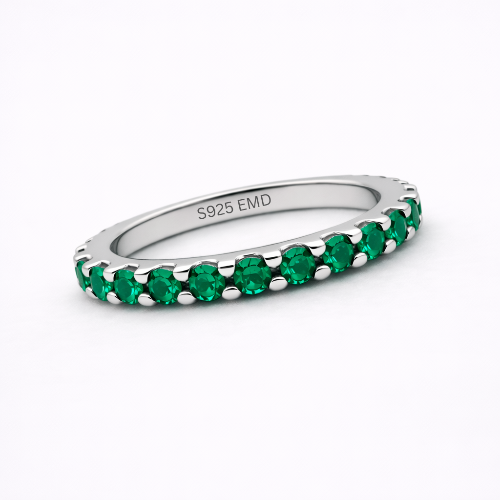 Aurora Signature Eternity Ring – 3 mm Emerald | 925 Sterling Silver