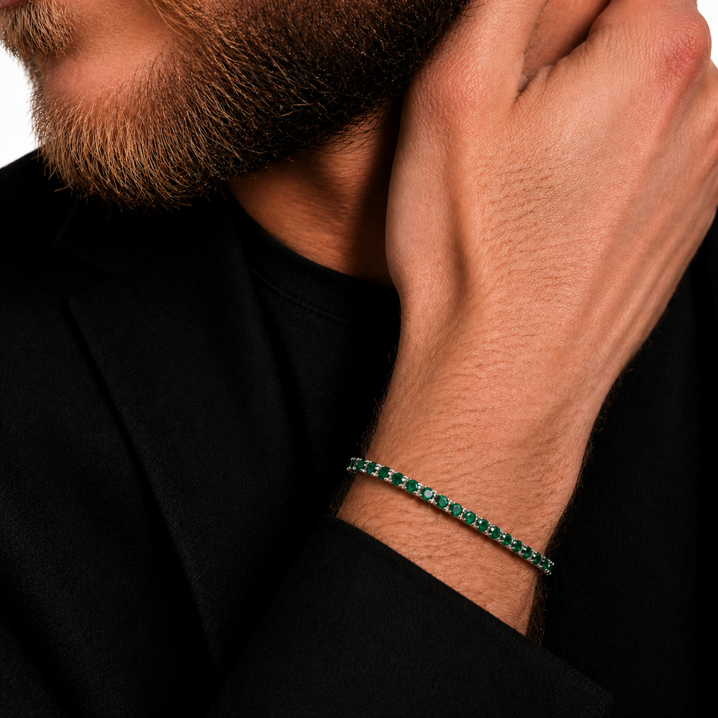 Aurora Signature Tennis Bracelet – 3 mm Emerald | 925 Sterling Silver