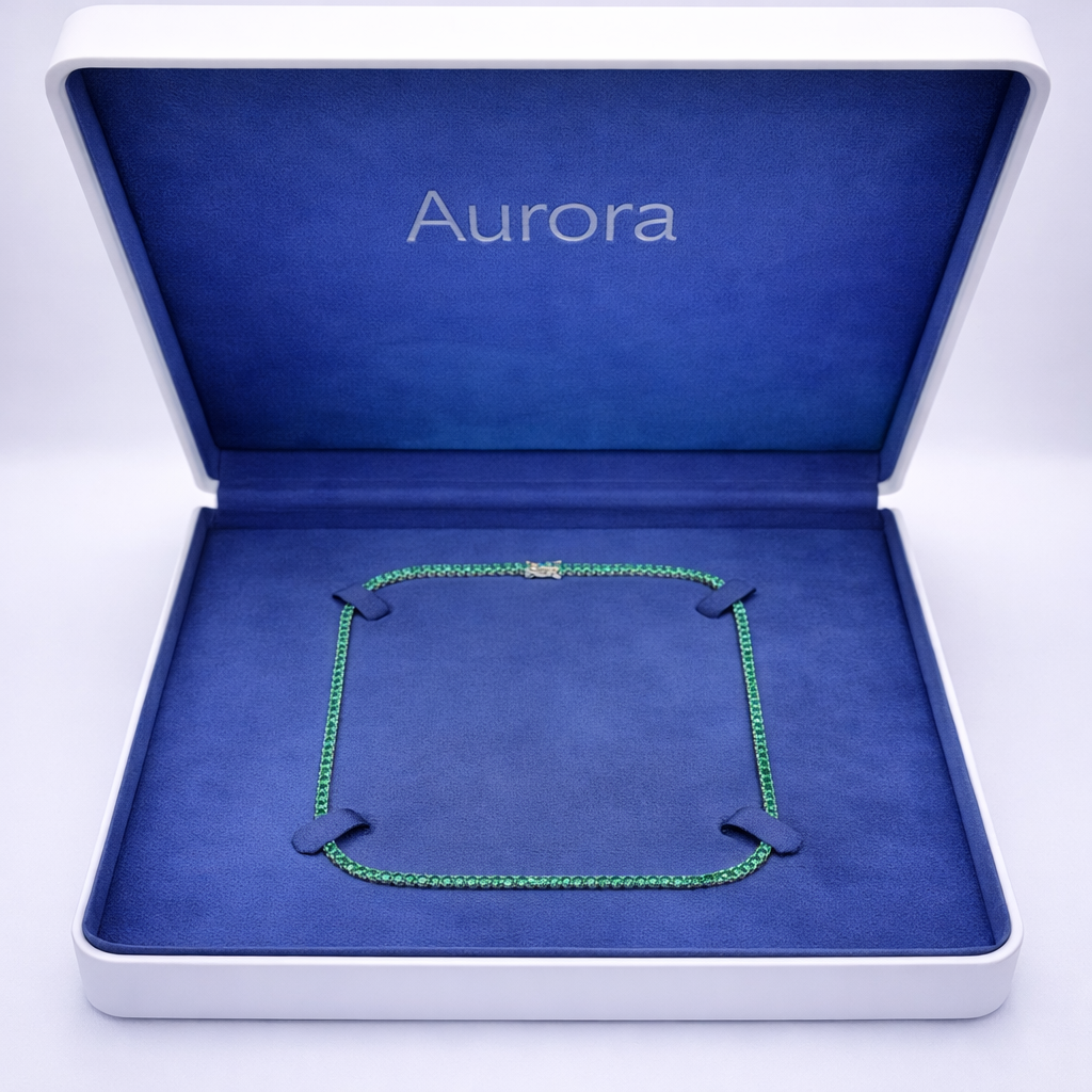 Cadena de tenis Signature Aurora – Esmeralda de 3 mm | Plata de ley 925