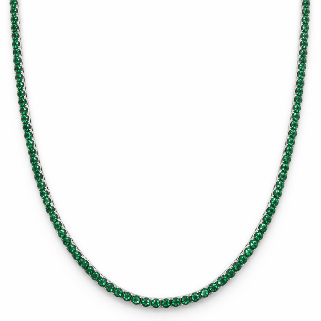 Cadena de tenis Signature Aurora – Esmeralda de 3 mm | Plata de ley 925