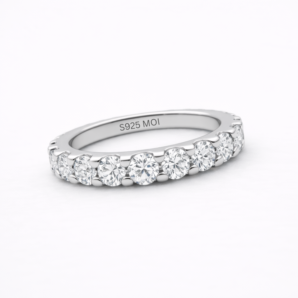 Aurora Signature Eternity Ring – 3 mm Moissanite | 925 Sterling Silver