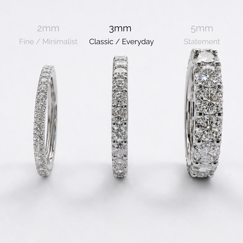 Aurora Signature Eternity Ring – 3 mm Moissanite | 925 Sterling Silver