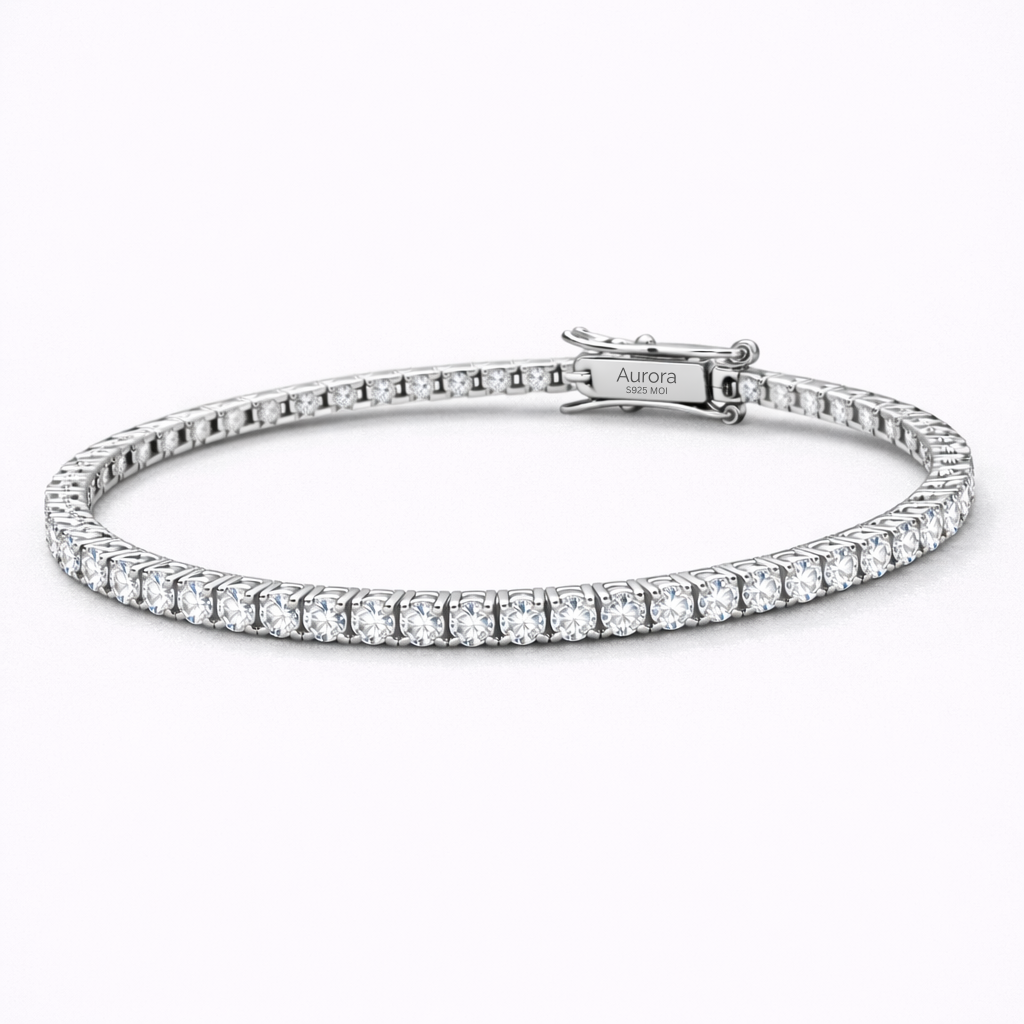 Aurora Signature Tennis Bracelet – 3 mm Moissanite | 925 Sterling Silver