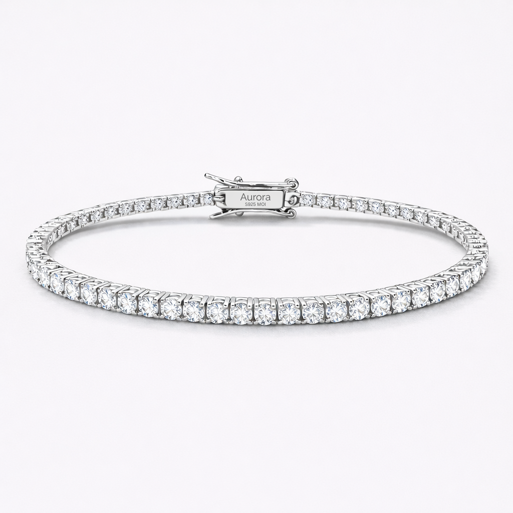 Aurora Signature Tennis Bracelet – 3 mm Moissanite | 925 Sterling Silver