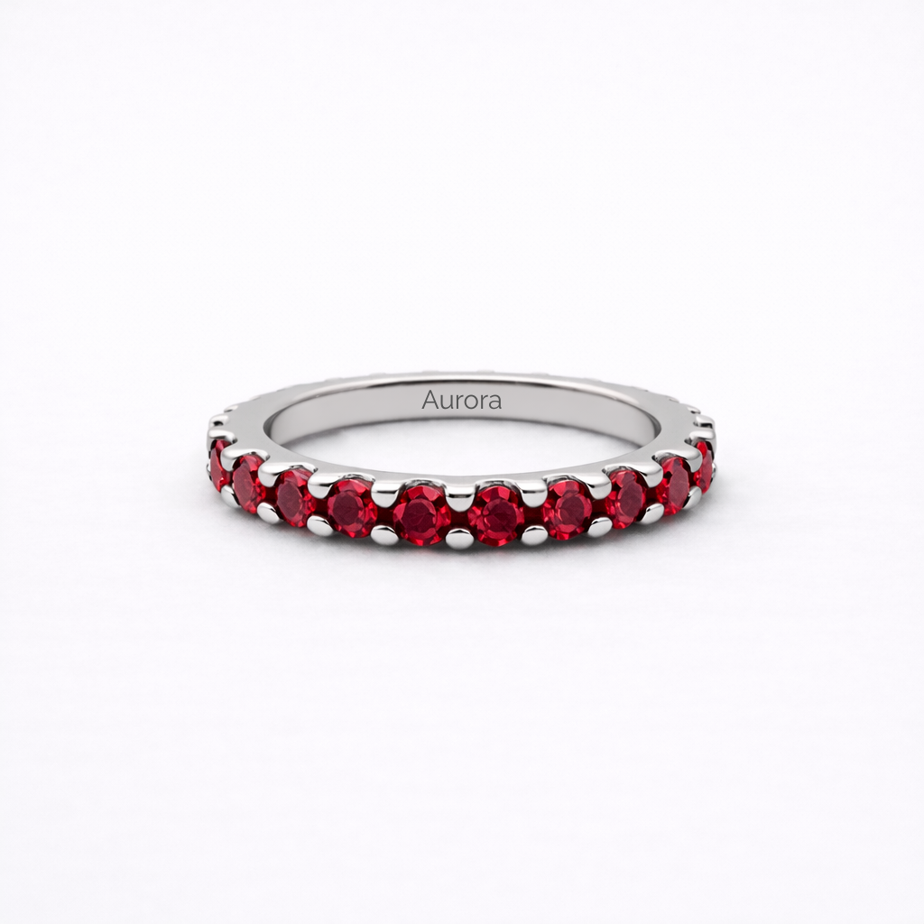 Aurora Signature Eternity Ring – 3 mm Ruby | 925 Sterling Silver