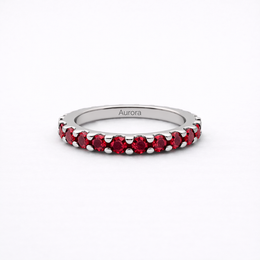 Aurora Signature Eternity Ring – 3 mm Ruby | 925 Sterling Silver