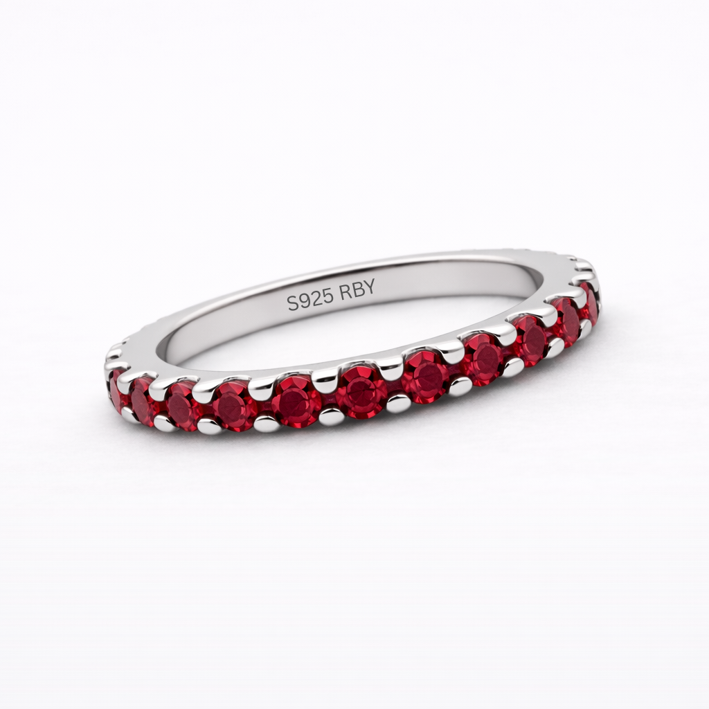 Aurora Signature Eternity Ring – 3 mm Ruby | 925 Sterling Silver