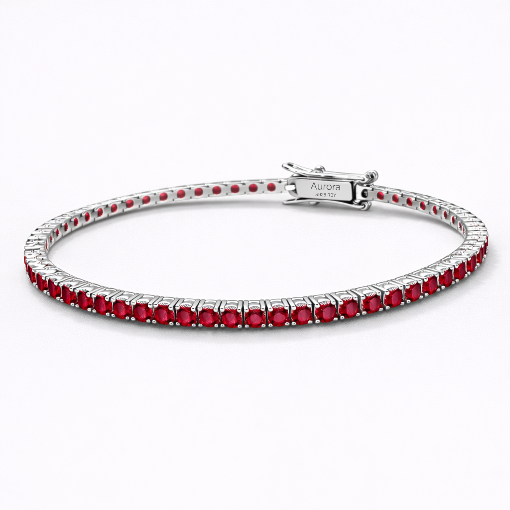 Aurora Signature Tennis Bracelet – 3 mm Ruby | 925 Sterling Silver