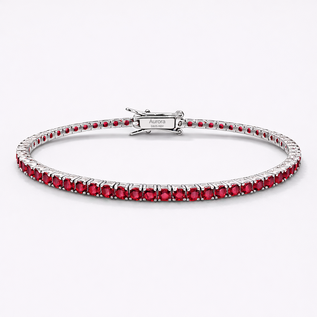 Aurora Signature Tennis Bracelet – 3 mm Ruby | 925 Sterling Silver