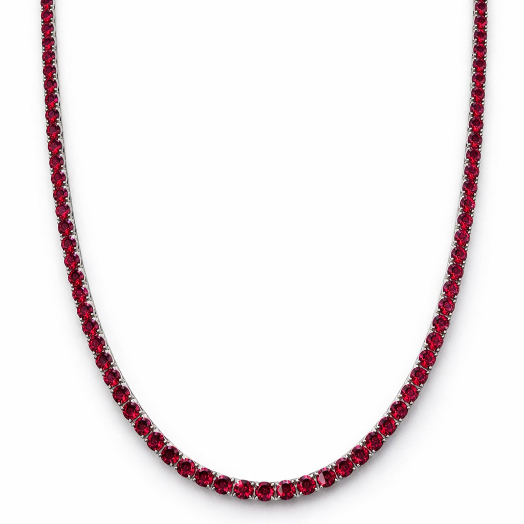 Cadena de tenis Signature Aurora – Rubí de 3 mm | Plata de ley 925