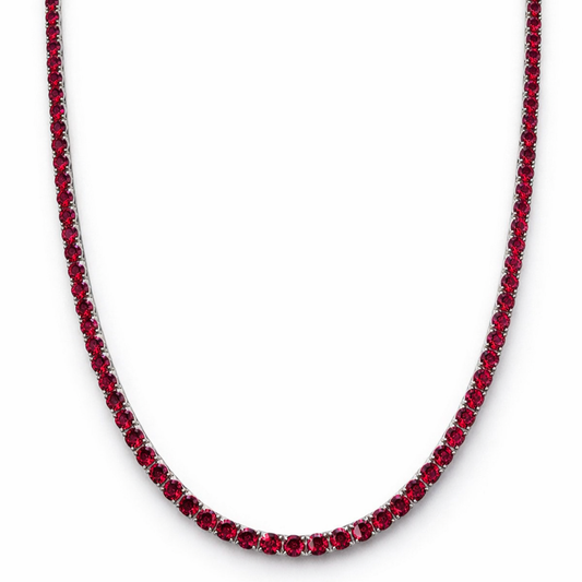 Aurora Signature Tennis Chain – 3 mm Ruby | 925 Sterling Silver