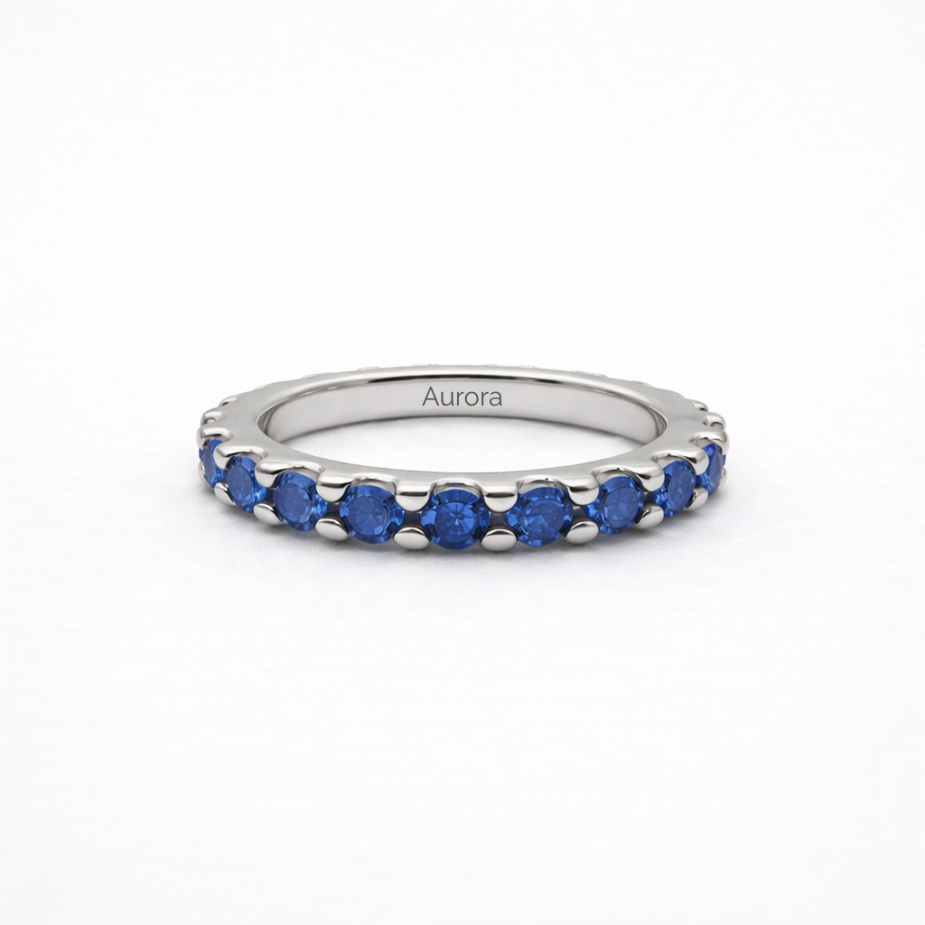 Aurora Signature Eternity Ring – 3 mm Sapphire | 925 Sterling Silver