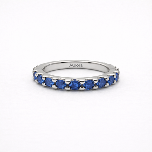 Aurora Signature Eternity Ring – 3 mm Sapphire | 925 Sterling Silver