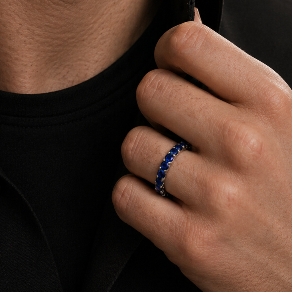 Aurora Signature Eternity Ring – 3 mm Sapphire | 925 Sterling Silver
