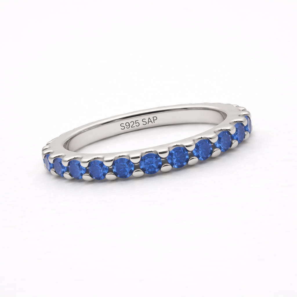 Aurora Signature Eternity Ring – 3 mm Sapphire | 925 Sterling Silver