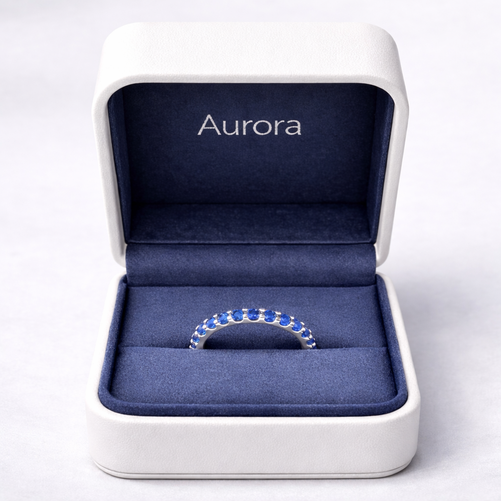 Aurora Signature Eternity Ring – 3 mm Sapphire | 925 Sterling Silver