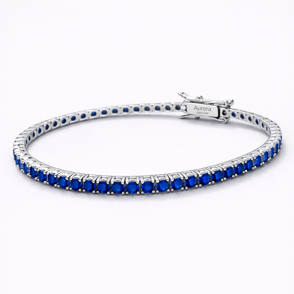 Aurora Signature Tennis Bracelet – 3 mm Sapphire | 925 Sterling Silver