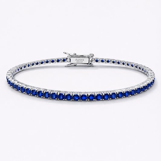 Aurora Signature Tennis Bracelet – 3 mm Sapphire | 925 Sterling Silver