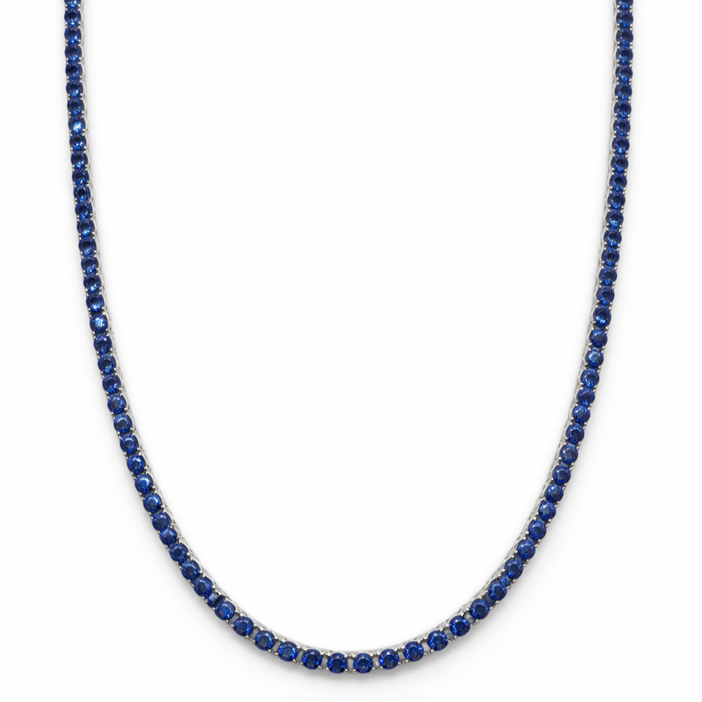 Cadena de tenis Aurora Signature – Zafiro de 3 mm | Plata de ley 925