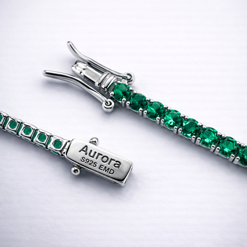 Aurora Fine Tennis Bracelet – 2 mm Emerald | 925 Sterling Silver