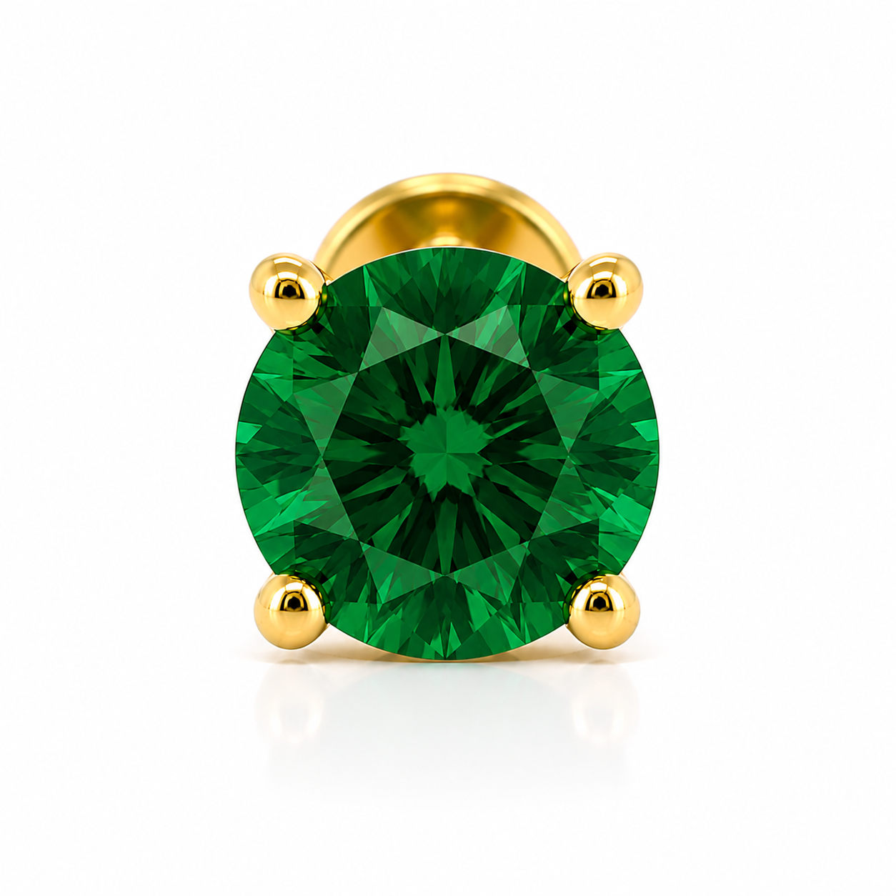Pendientes de botón Aurora Fine Solitario Moissanita – 5 mm | Oro amarillo de 14K