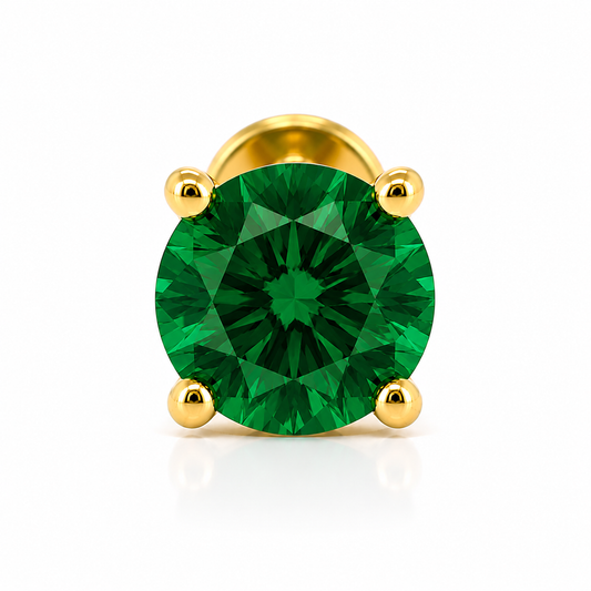 Aurora Everyday Emerald Threaded Stud – 4 mm | 14K Yellow Gold