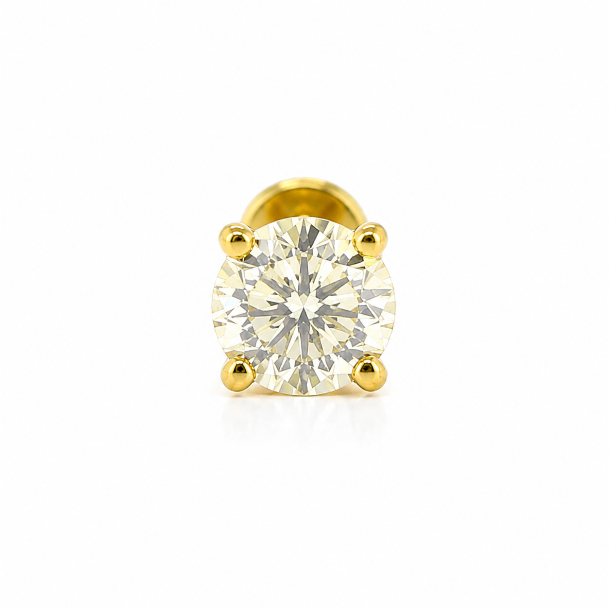 Aurora Everyday Moissanite Threaded Stud – 4 mm | 14K Yellow Gold