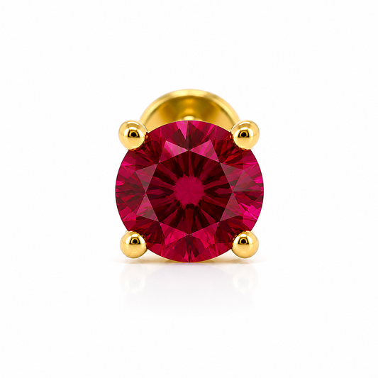 Aurora Everyday Ruby Threaded Stud – 4 mm | 14K Yellow Gold