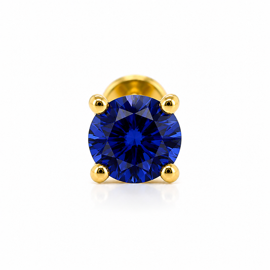 Aurora Everyday Sapphire Threaded Stud – 4 mm | 14K Yellow Gold