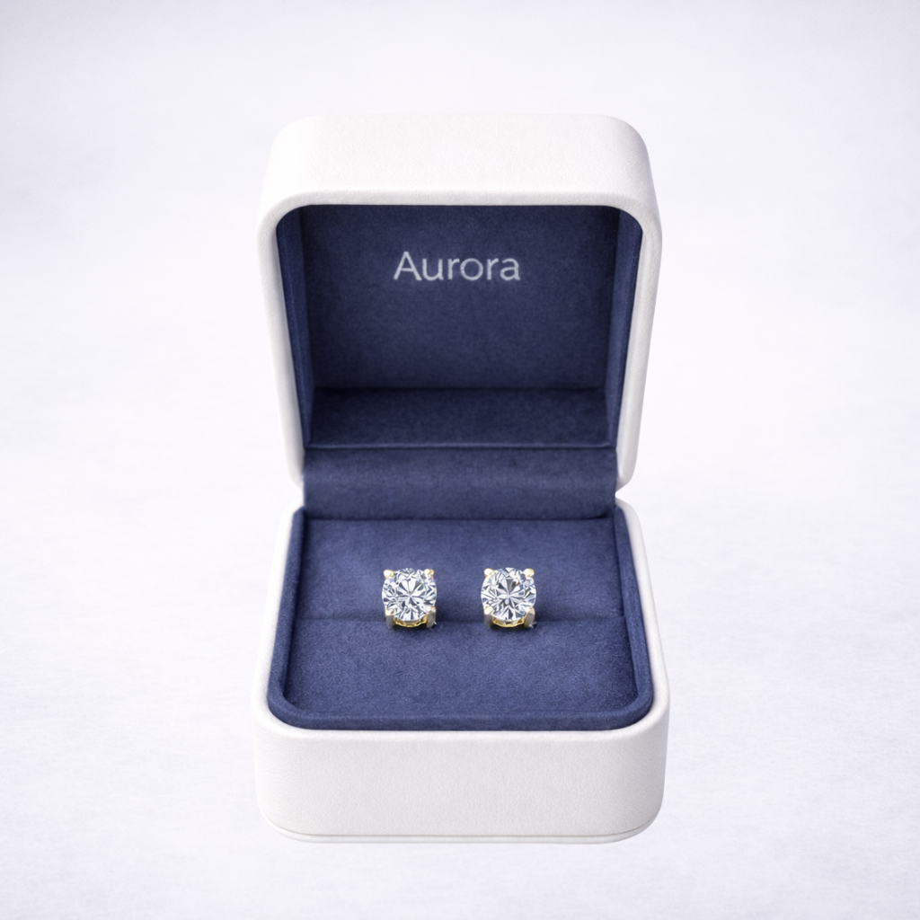 Aurora Fine Diamond Solitaire Stud Earrings – 5 mm | 14K Yellow Gold