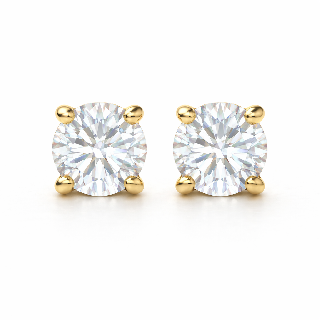 Aurora Fine Diamond Solitaire Stud Earrings – 5 mm | 14K Yellow Gold