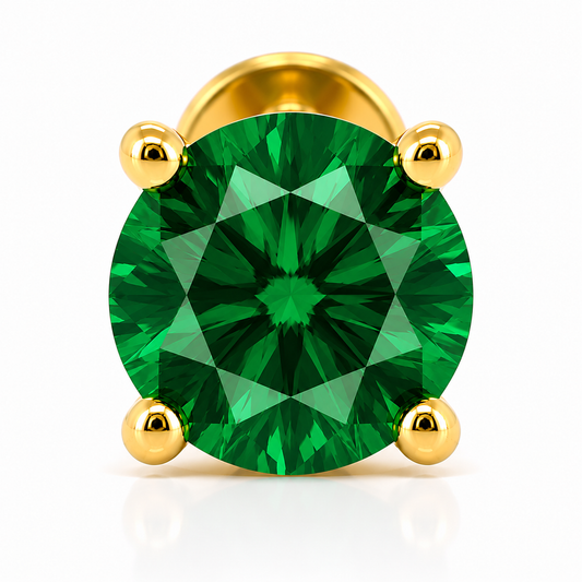 Aurora Statement Emerald Push Pin Stud – 5 mm | 14K Yellow Gold
